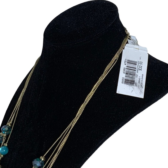 Glass Bead Crystal Necklace Cascade 5 Layer Faceted Sparkly By M. Haskell Blues - Picture 10 of 16